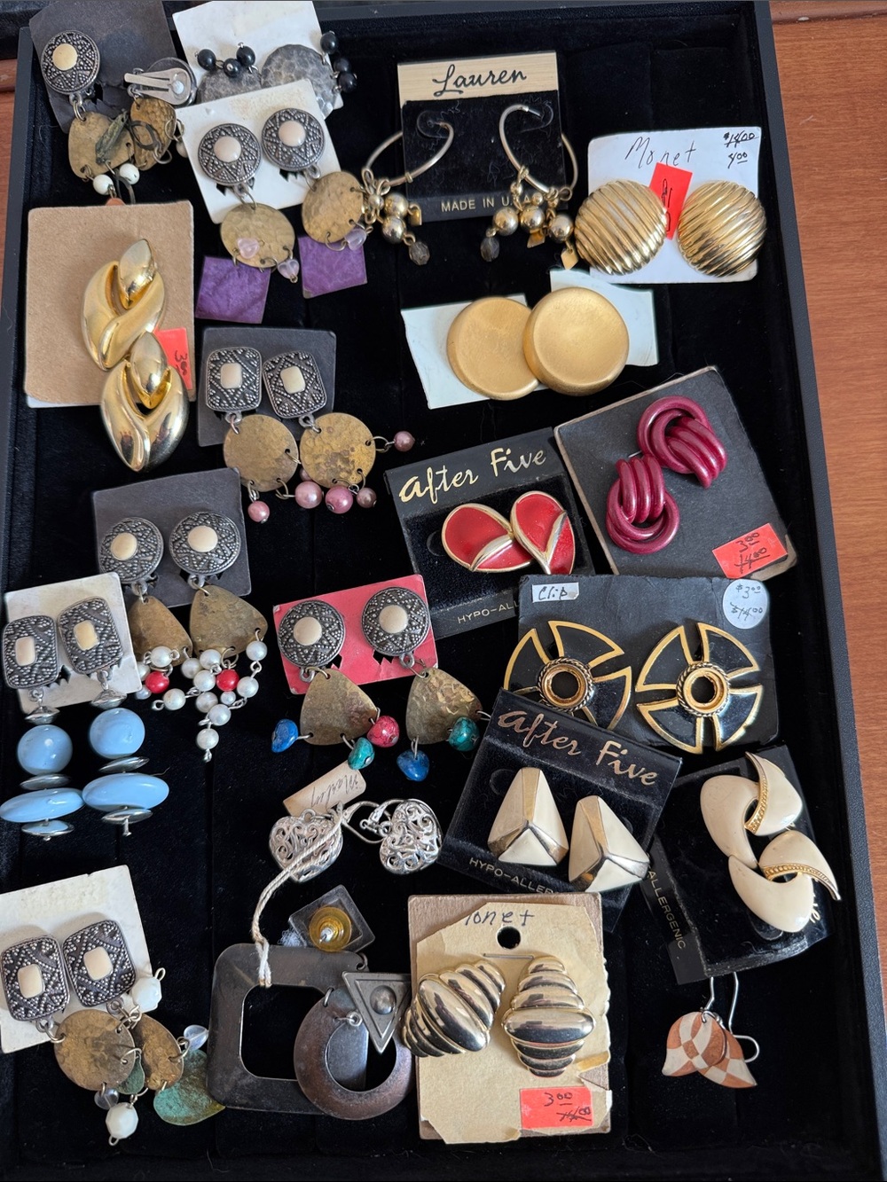 Vintage clip & pierced lot of very distressed jewelry for harvest repair craft